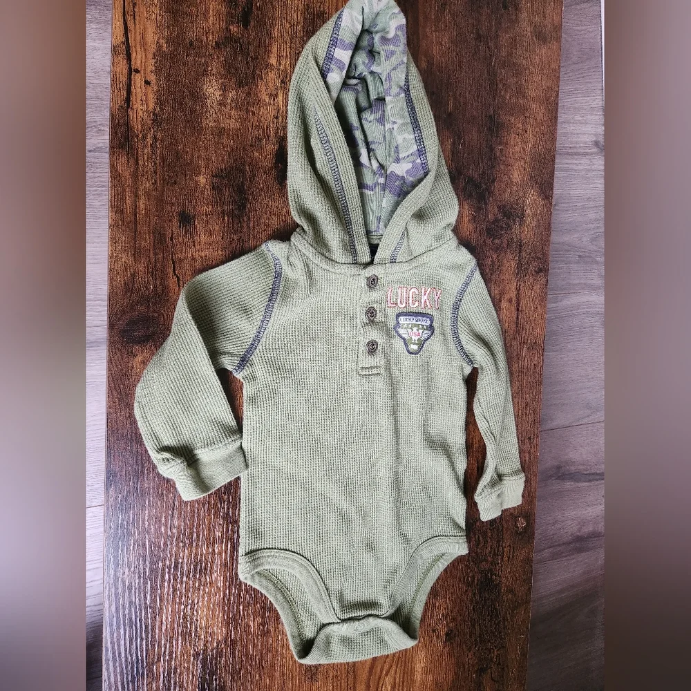 Lucky Brand Hooded Onesie‎ & Pants Outfit 6-9M